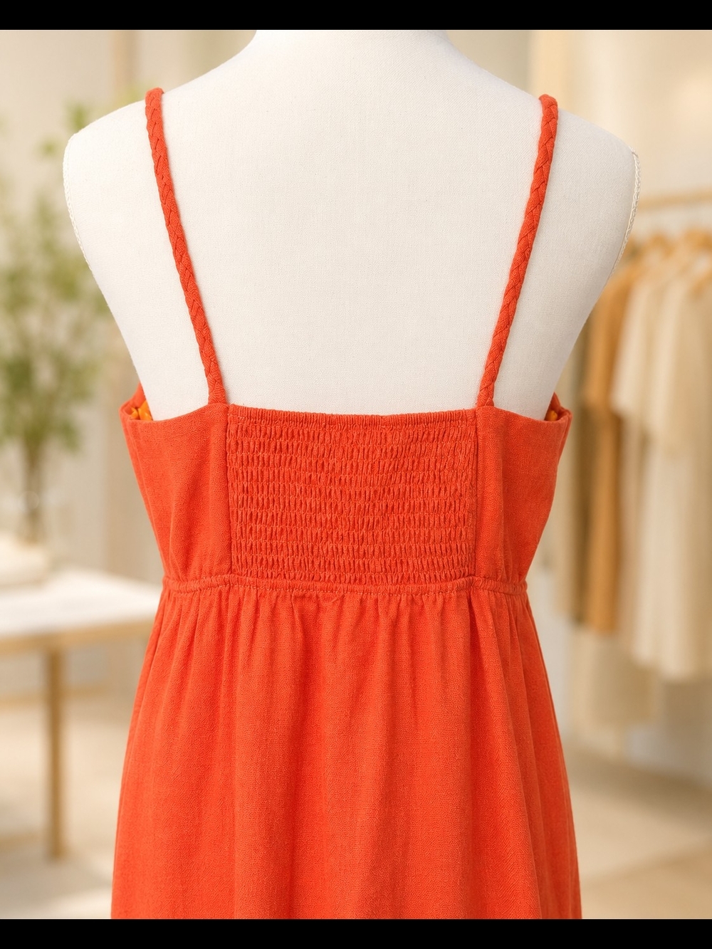 Monteau Los Angeles Coral Button-Front Spaghetti Strap Midi Dress NWOT - Picture 6 of 9